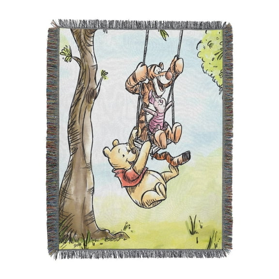Pooh Having Fun Woven Tapestry Throw Blanket