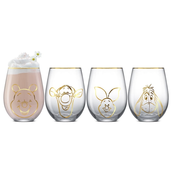 Pooh Spirits Hero Faces Gold Outline, set of 4 (19oz)