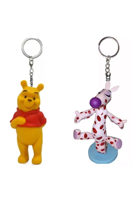 Pooh & Woozle Pink Polka Dots PVC Key Ring Keychain Figure Figurine Disney Charm New