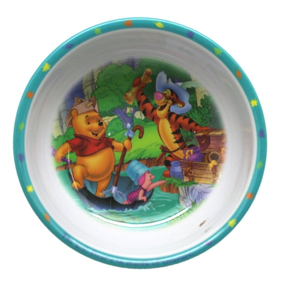 Pooh and Friends Playing Pirates Teal/White Colored Kids Dinner Bowl