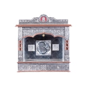 Pooja Bazar Silver Mandir for Home - Copper Oxidized - Without Door, Large W 10 X L 24 X H 27