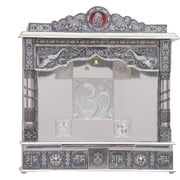 Pooja Bazar Silver Mandir for Home - White Oxidized - Without Door, Large W 10 X L 25 X H 26