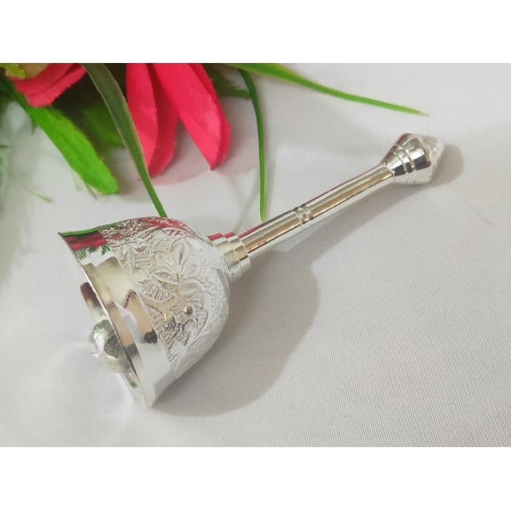 Pooja Bell Silver Bell for Home 12cm Pooja Item