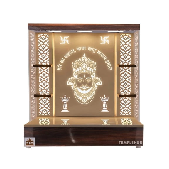 Pooja Mandir / Designer Wooden Temple With LED Lights / Mandir For Home & Office / Temple For Home / Modern Style Pooja Chowki For God Idols