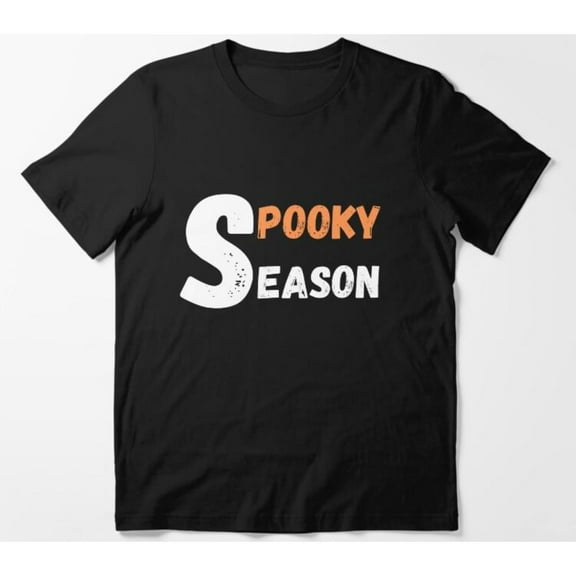 Pooky Season Graphic Tee Design Short Sleeve Round Neck Breathable Cotton T-Shirt Black S-5XL