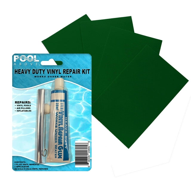 Pool Above 4 Pack 3 x 5" Heavy Duty Kelly Green Vinyl Repair Patch Kit