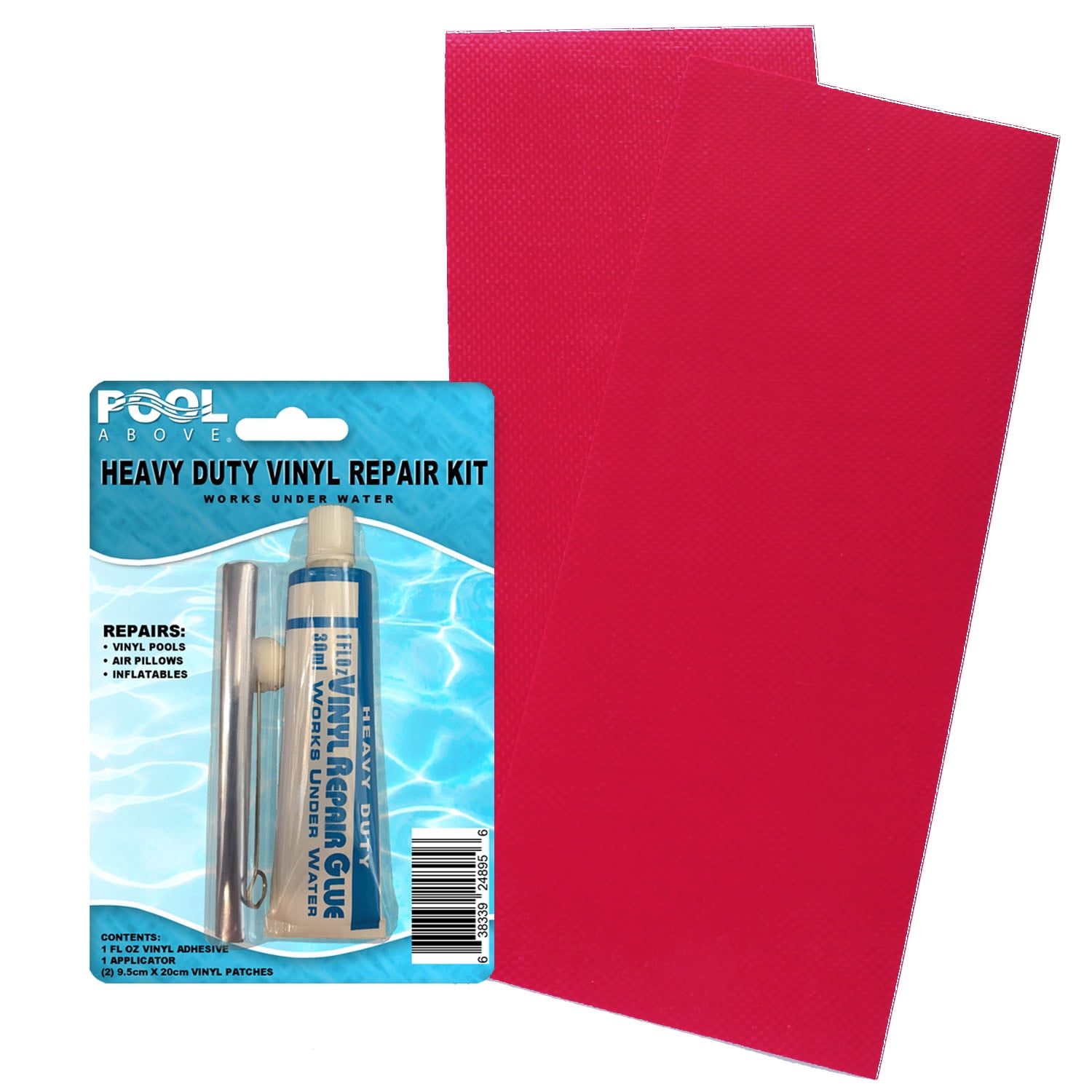 Pool Above Heavy Duty Vinyl Repair Patch Kit for Inflatables Boat Raft Kayak Air Beds, Size: 4 x 10, Red