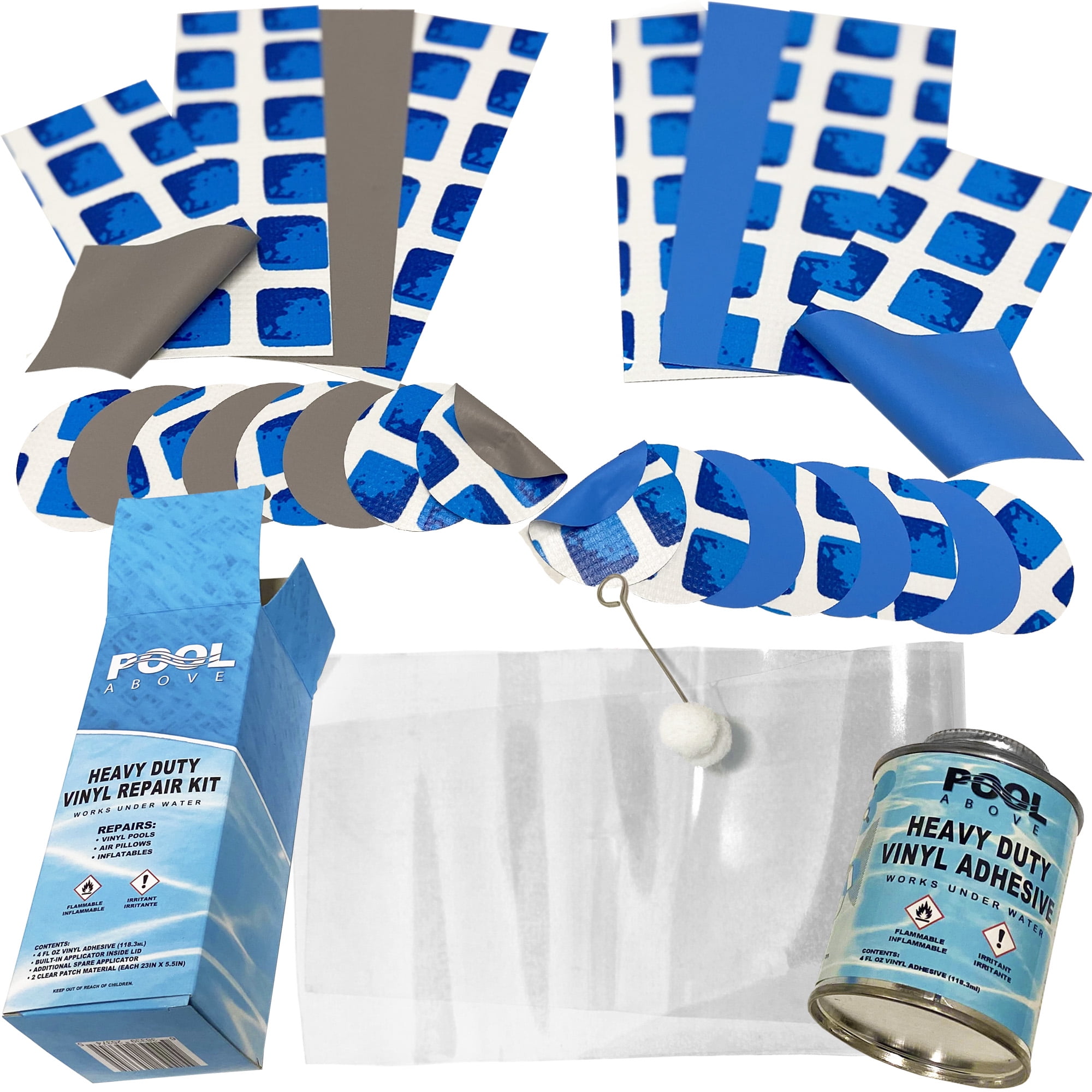 Pool Above Pool Above Vinyl Repair Patch Kit With 4 Oz Glue Works Under Water Includes 24