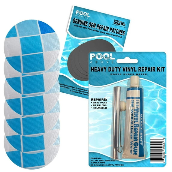 Pool Above Repair Kit for Easy Set, Fast Set, Frame Set Pool Liner | Vinyl Patches and Glue