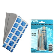 Pool Above Repair Kit for Ultra Frame Pool | Vinyl Glue | Gray Blue Multi 2.5x7.5 Patches