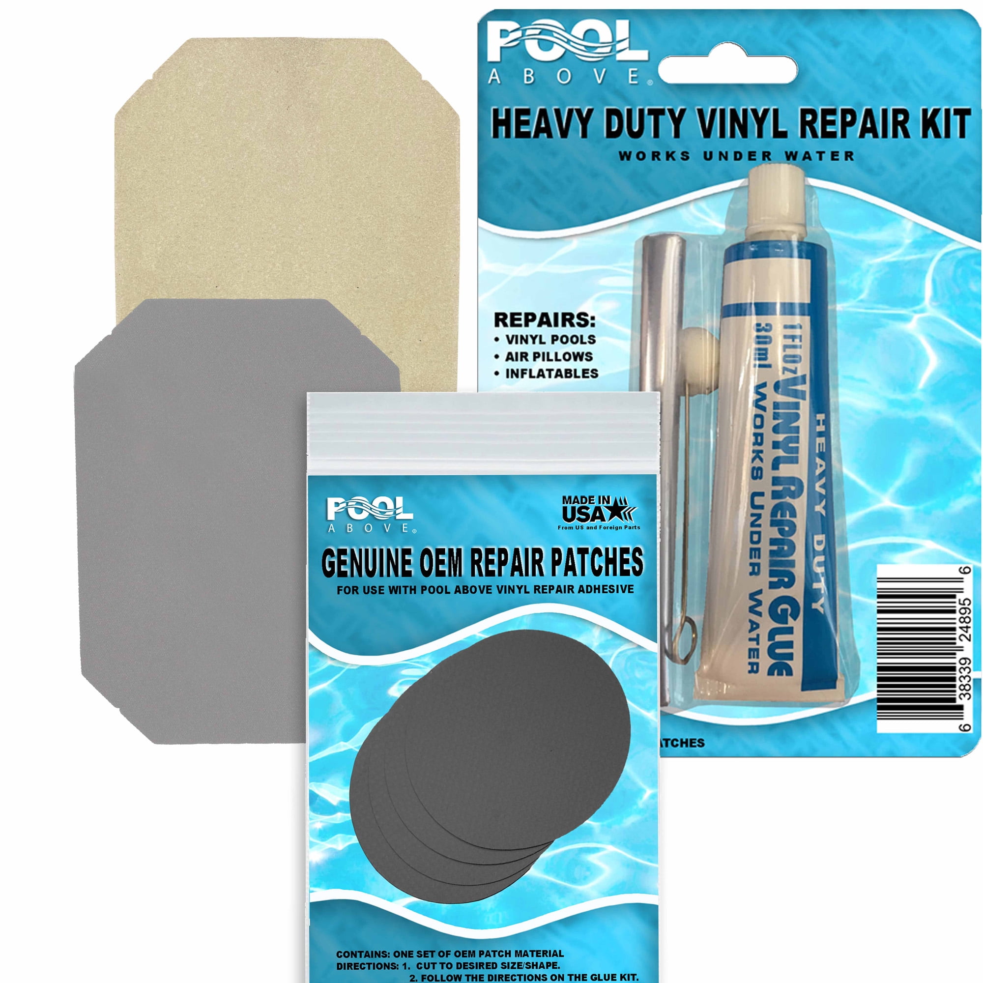 Pool Above Vinyl Repair Patch Glue Kit for Inflatable Supreme Dura Beam  Airbed 