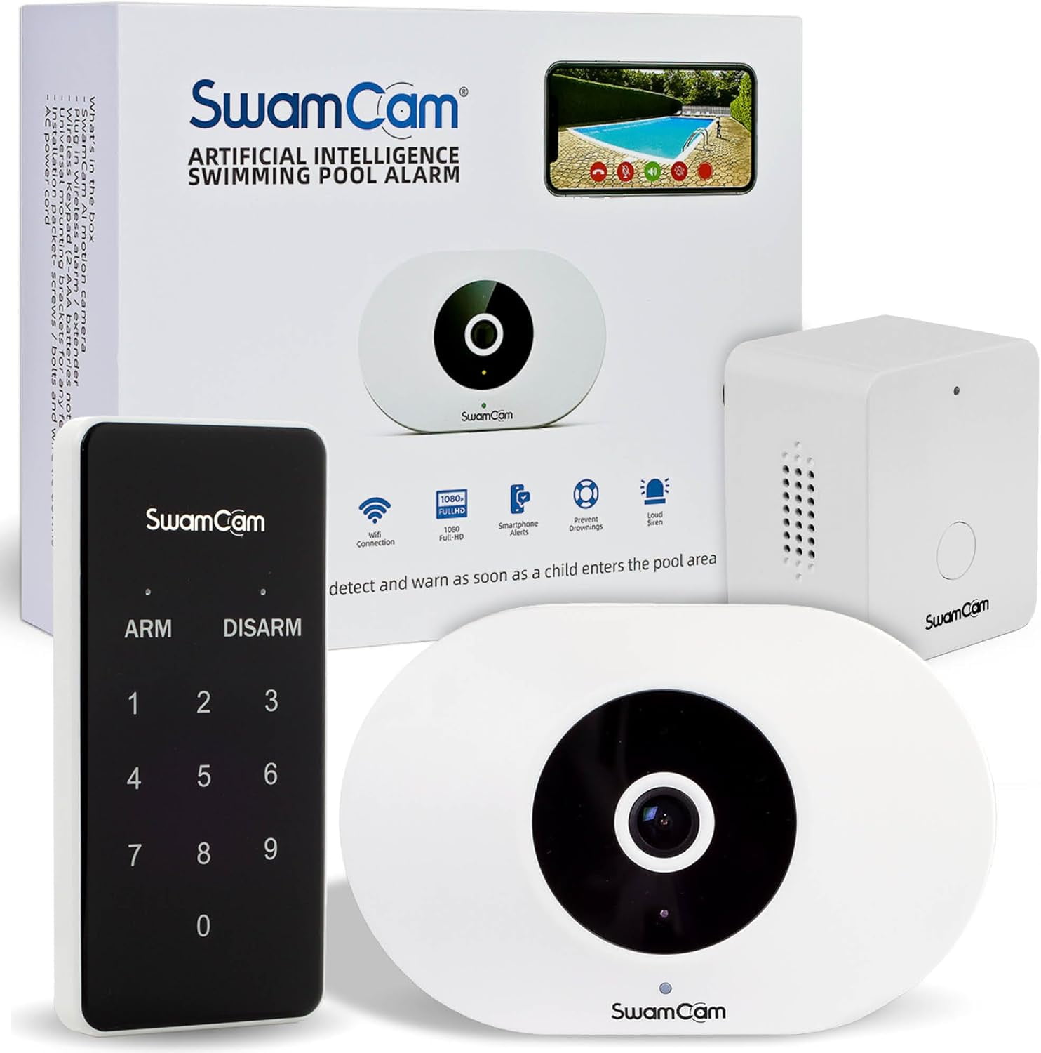 Pool Alarm Camera ASTM F2208 Certified Wifi + App Operated Pool