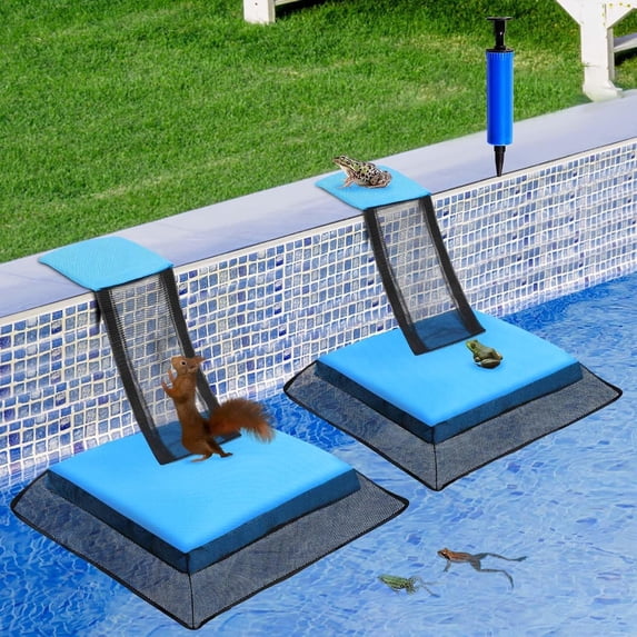 Pool Ramp Figure Pool Animal Escape Ramp, Blue with Netting, 2 Pack, 2 x 16.9 x 1.38 ...