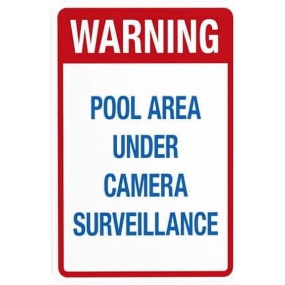 Pool Area Under Camera Surveillance Warning,Pool Security Signs for Home Busines Road Yard Garage Street Wall Caution Decor 8 x 12 Inch For Home Wall Art Decor Metal Tin Sign