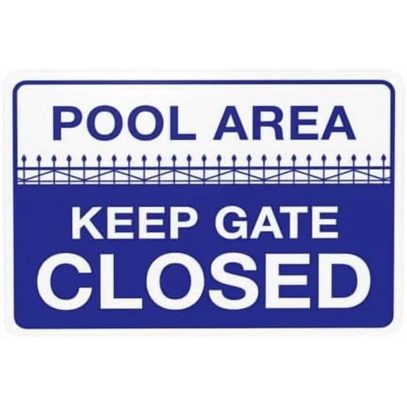 Pool Area Keep Gate Closed Warning Sign, Pool Metal Signs for Home Business Outdoor Indoor Road Yard Garage Street Wall Caution Custom Decor 12 x 8 Inch