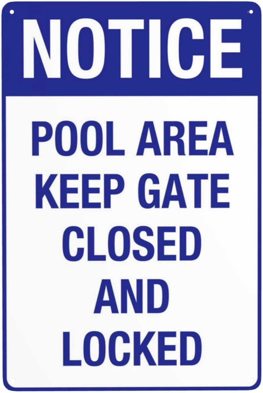 Pool Area Sign, Keep Gate Closed And Locked Sign, Pool Sign Pool Safety ...