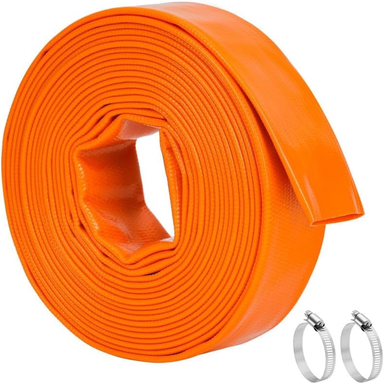 Pool Backwash Hose 1 1/4" x 25 FT, Swimming Pool Pump Hose for Sump Pump Discharge, Heavy Duty Pool Drain Hose for Pool, Filter Pump Water Drainage, Burst Resistant, Clamp (orange)