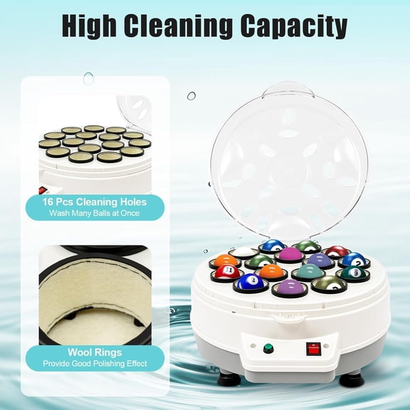Pool Ball Cleaner, 110V 180W Automatic Pool Ball Polisher, Electronic Billiard Cleaner, 16 Balls Electric Billiard Ball Cleaner and Polisher for Billiard Rooms$$Sport & Recreation Other
