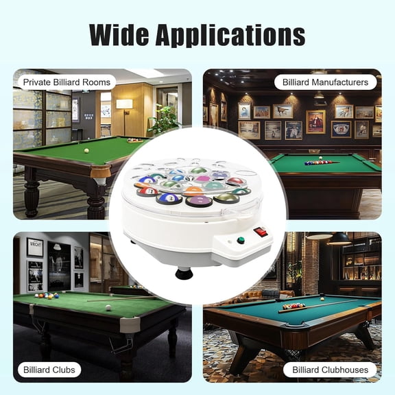 Pool Ball Cleaner Machine, 110V Upgraded Electric Billiard Ball Polisher for 16 Balls with Auto-Cleaning and Safety Fuses