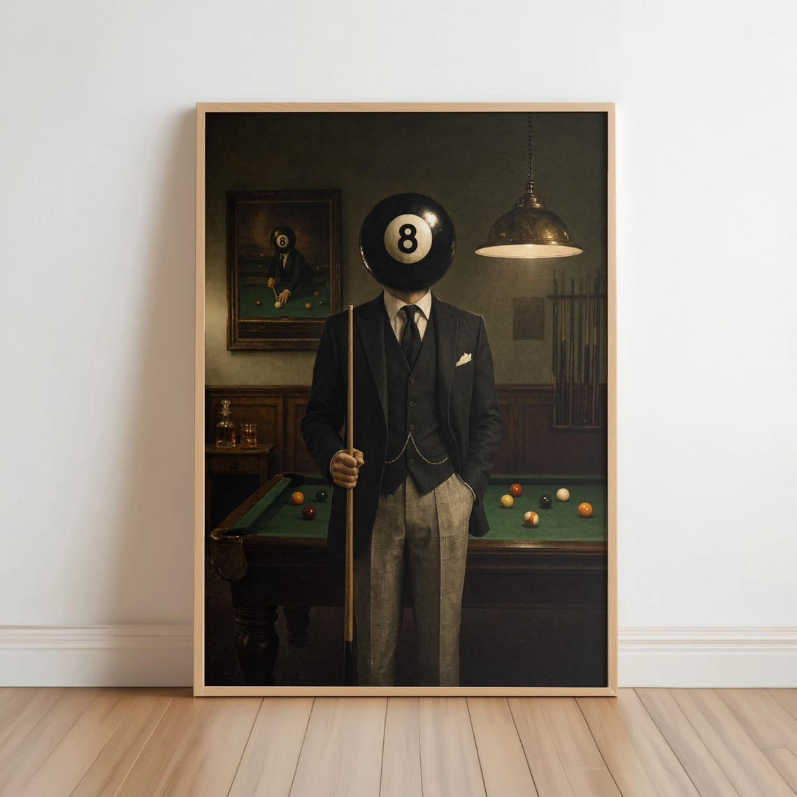 Pool Ball Head Wall Art Print, Vintage Mid Century Surrealism, Retro ...