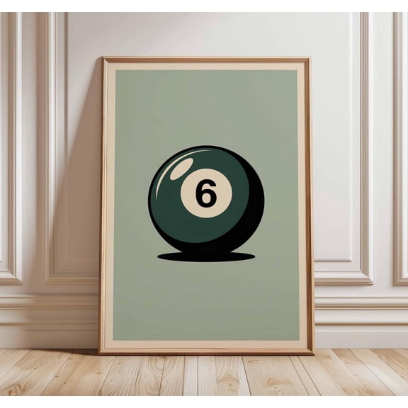 Pool Ball Poster Retro Billiards Wall Art Print Minimalist 8 Ball Style Artwork Mid Centur