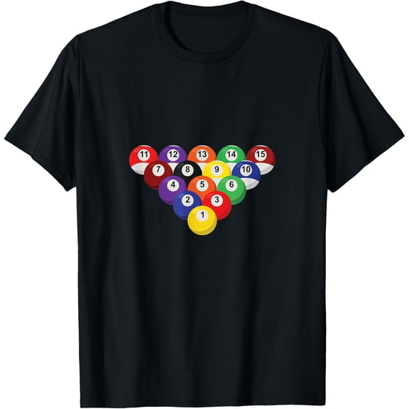 Pool Balls Billiards T-Shirt men and women can wear, black, white, gifts