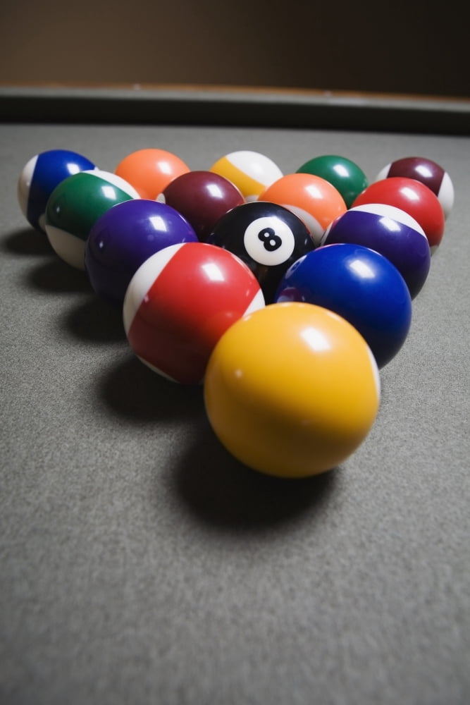 Pool Balls On A Billiard Table With The Eight Ball Facing Upwards Canvas Art - Michael Interisano Design Pics (12 x 18)
