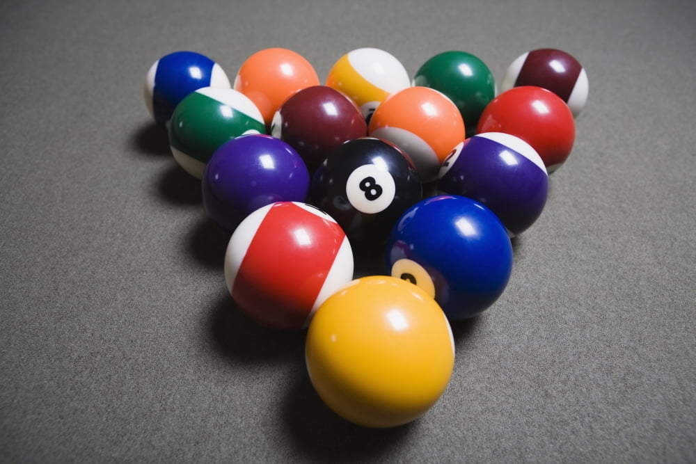 Pool Balls On A Billiard Table With The Eight Ball Facing Upwards Canvas Art - Michael Interisano Design Pics (19 x 12)