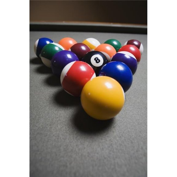 Pool Balls On A Billiard Table With The Eight Ball Facing Upwards Poster Print
