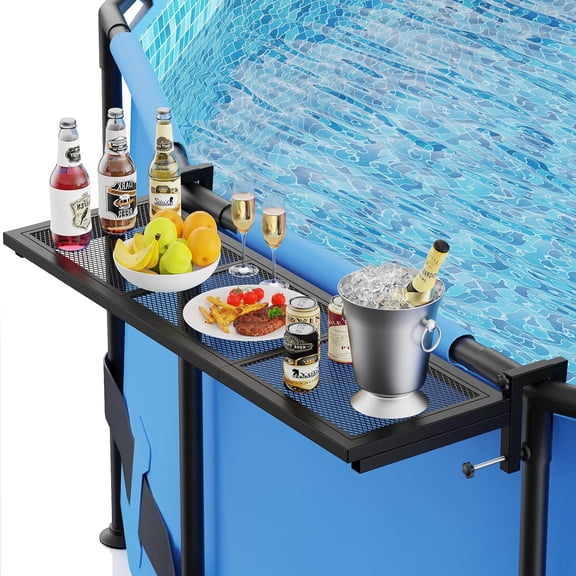 Pool Bar, Above Ground Pool Bar Table, 38.511.8" Poolside Bar, Swim Up Bar Pool Shelf Fits 3.7" or Less Top Rail, Patio Poolside Table for Round Frame Pools, Easy Maintenance, Stable Tabletop