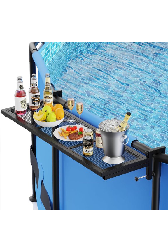 Pool Bar, Above Ground Pool Bar Table, 38.511.8" Poolside Bar, Swim Up Bar Pool Shelf Fits 3.7" or Less Top Rail, Patio Poolside Table for Round Frame Pools, Easy Maintenance, Stable Tabletop