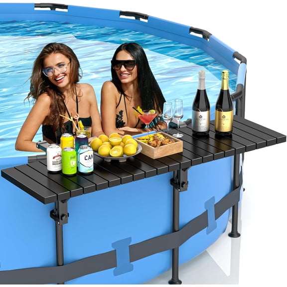 Pool Bar for Above Ground Pools, 49.4×9.6" Large Galvanized Table | Holds Up To 110 Lb, Fits Top Rails Up To 4.48", Super Stable Above Ground Pool Accessories, For Round & Oval Frame Pools