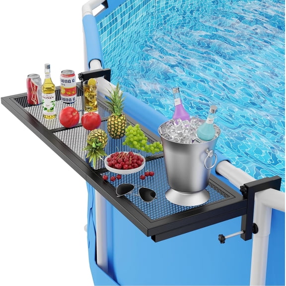 Pool Bar Above Ground Poolside Bar, Heavy-Duty Carbon Steel Patio Poolside Table, Fits 4.3 Inch or Less Top Rail, Pool Accessories 38.611.8 Inch Tabletop