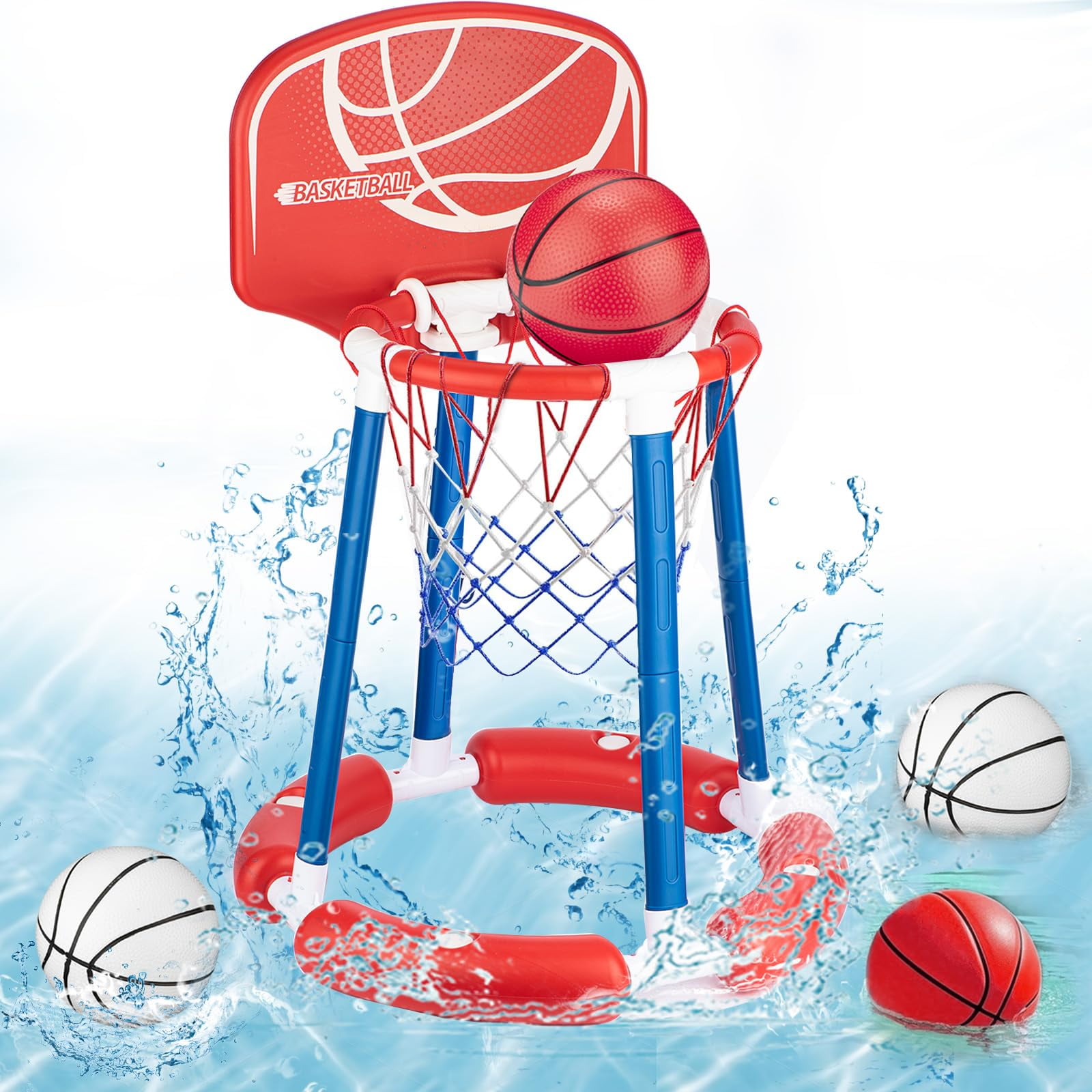Pool Basketball Hoop with Backboard, Floating Pool Toy for Kids ...