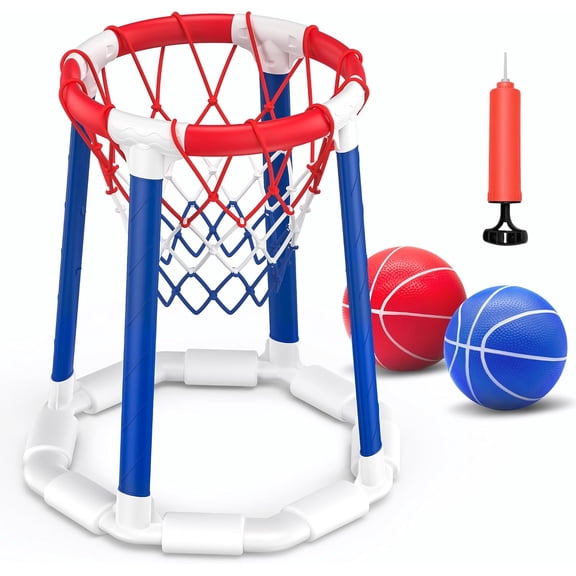 Pool Basketball Hoop Pool Games Pool Toys with 2 Basketballs Floating Basketball Hoop for Pool for Kids & Adults Indoor Outdoor