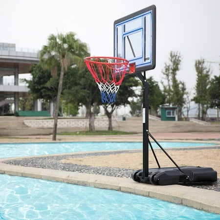 Pool Basketball Hoop Poolside, Portable 45-53" Height Adjustable Basketball Goal System for Swimming Pool w/Wheels, Upgraded Water Basketball Backboard Stand for Pool Indoor Outdoor