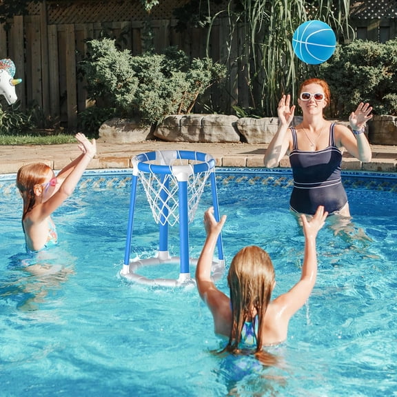 Pool Basketball Hoop Set with 2 Balls - Fun Aquatic Game for Kids & Adults