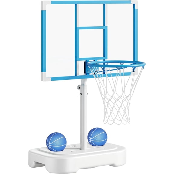 Pool Basketball Hoop, Stainless Steel Poolside Basketball Goal, Swimming Pool Basketball Hoop Poolside with 33 Inch Shatterproof PC Backboard