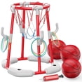thumbnail image 1 of JoyStone 2-in-1 Floating Pool Basketball Hoops & Pool Ring Toss Game, Pool Basketball Toys with 3 Balls & 12 Rings, Inflatable Swimming Pool Toys for Toddlers, Red, 1 of 9