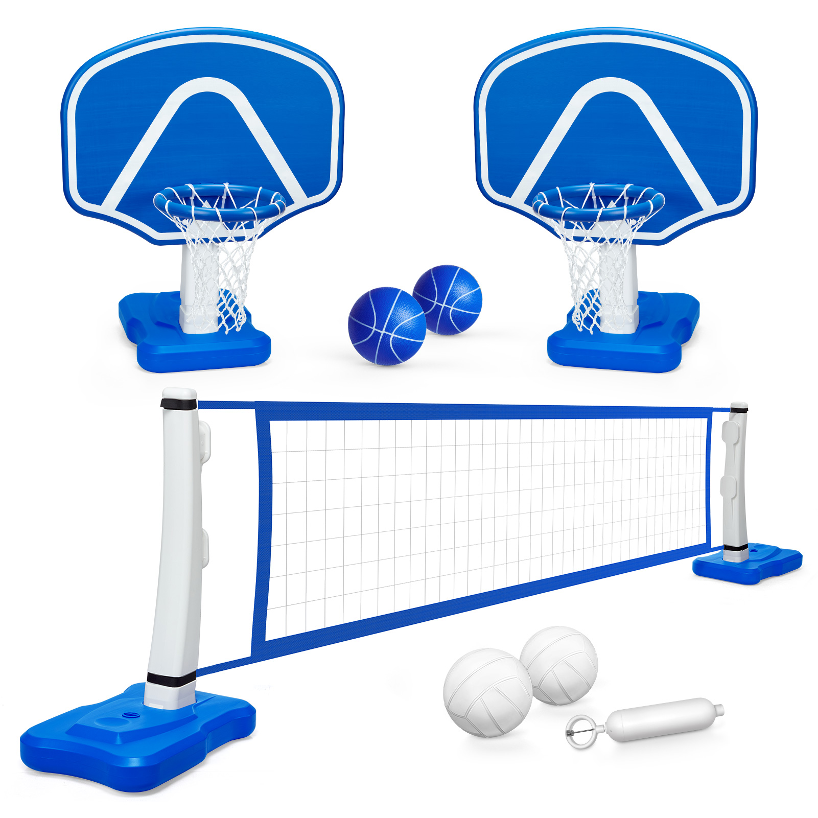 Pool Basketball Volleyball Set, Swimming Basketball Hoop and Volleyball