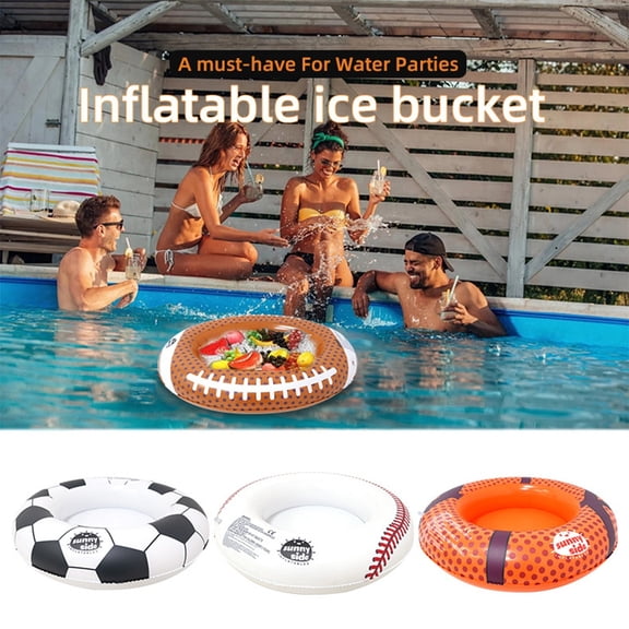 Pool Beach Party Essential Inflatable Floating Drink Cooler Multi Sports Ball Design Waterproof Float Ice Bucket For Water Gathering Beverage Storage Accessory