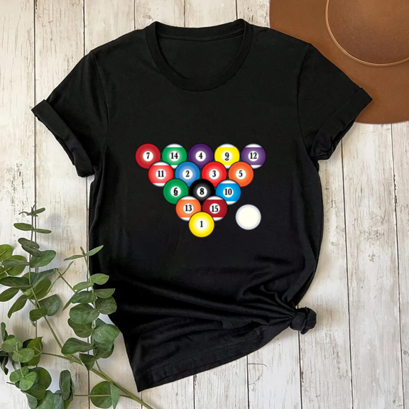 Pool Billiard Balls Triangle Table Rack Game Room Enthusiast Unisex T-Shirt, S-5XL