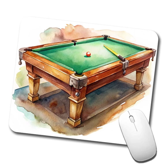 Pool Billiards Table Watercolor Mouse Pad Low Profile Gaming Mat