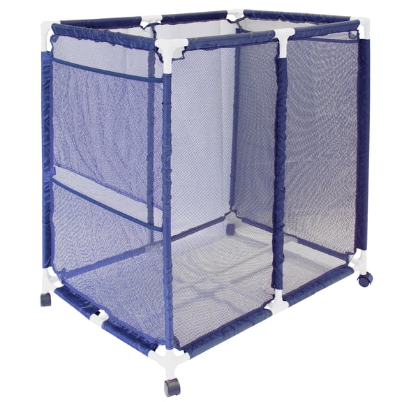 Pool Bins Pool Storage Organizer Mesh Rolling Pool Equipment Bin, Large (35" W x 25.4" L x 37.5" H) Style PB-L300, Blue, PBFT-1517