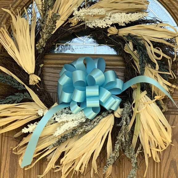 Pool Blue Pull Bows with Tails - 8" Wide, Set of 6, Christmas, Easter Decoration, Birthday, Wedding, Pew Bows