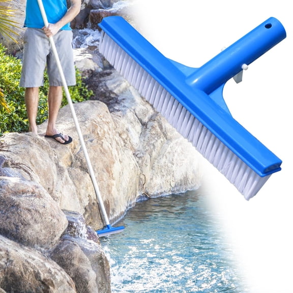 Pool Brush Head for Inground Pools, 10.24 in Wide Aluminum Frame with Nylon Bristles, Universal Pool Pole Attachment, Efficient Wall and Tile Cleaning Brush