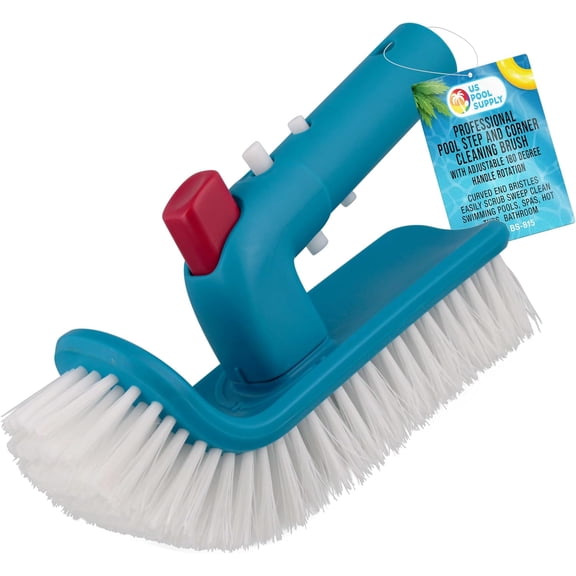 Pool Brush Head for Inground Pools, Hot Tub, Spa - Corner and Step Pool Scrubber Brush with 180 Handle Rotation, Scrub Bristles - Cleaning Debris - Above Ground Swimming, Bathroom