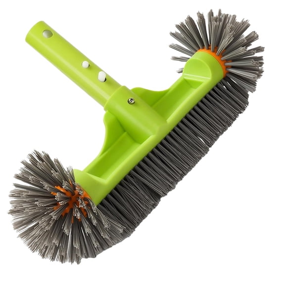 Pool Brush Head with Round Ends, 13Inch Pool Brush for Cleaning Pool Walls Pool Brush with EZ Clip Green