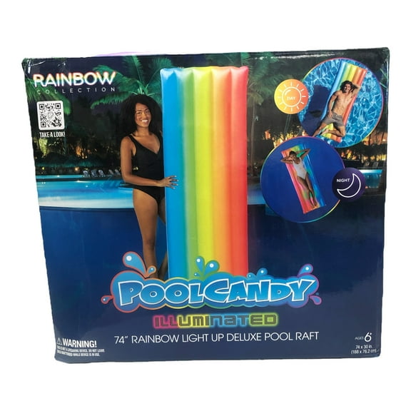 Pool Candy 74" Rainbow Haze Deluxe Light-Up Pool Raft