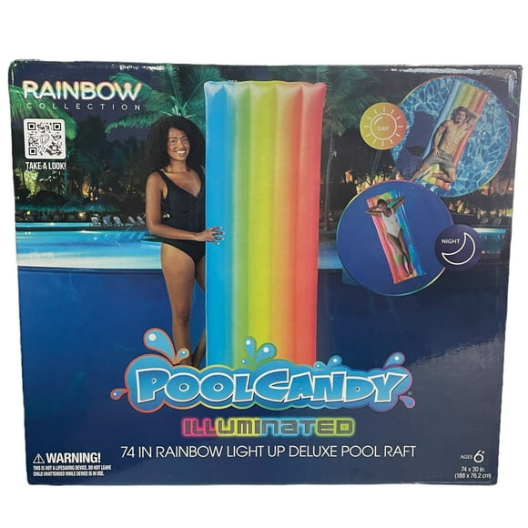 Pool Candy 74" Rainbow Haze Deluxe Light-Up Pool Raft